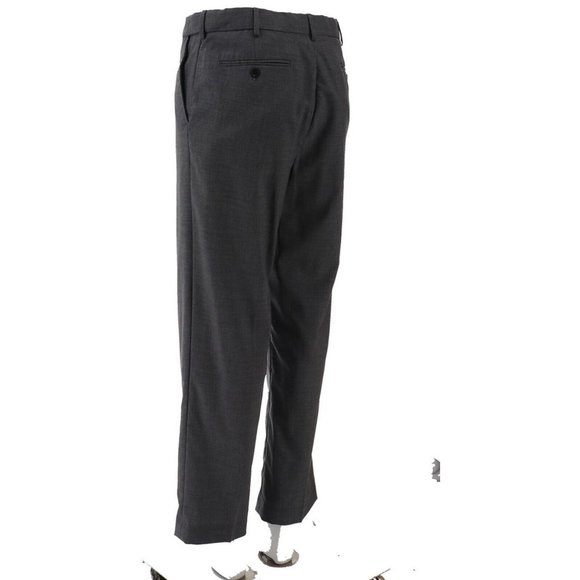 NWT LANDS' END MEN'S COMFORT WAIST WOOL PANTS DARK CHARCOAL (GRAY) 33- UNHEMMED - Picture 4 of 7